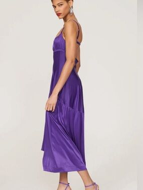 Paco Rabanne Purple Satin Midi Dress